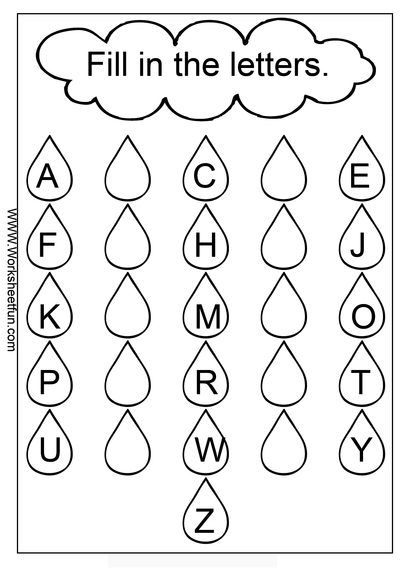 Lowercase Fill In The Letters Printable Worksheet Free