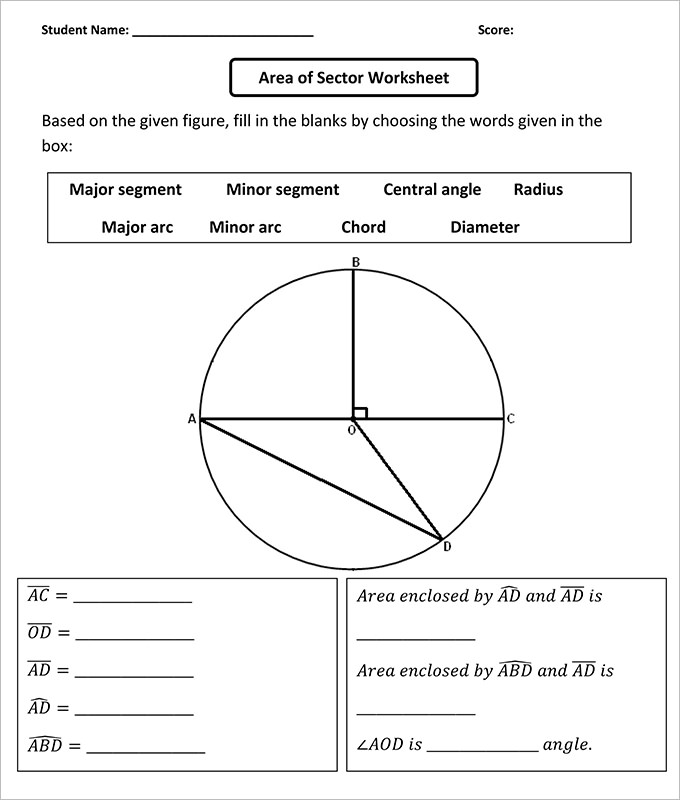 Printables Free Printable Geometry Worksheets For High School 23 sample high school geometry worksheet templates free pdf area of sector template