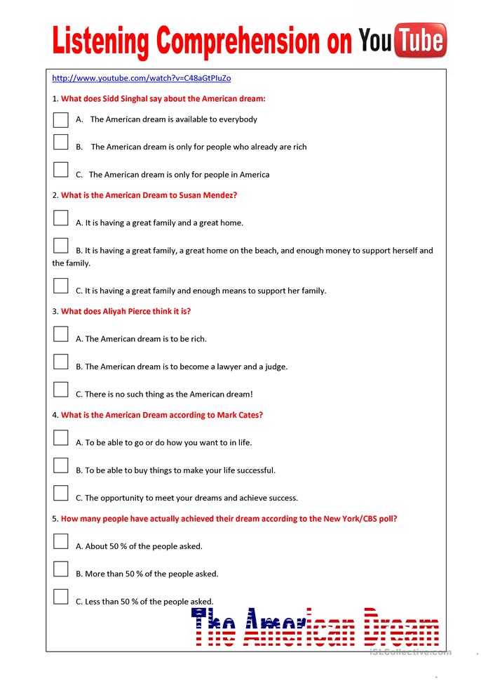 Printables Racism Worksheets 50 000 free esl efl worksheets made by teachers for listening comprehension on youtube the american dream worksheets