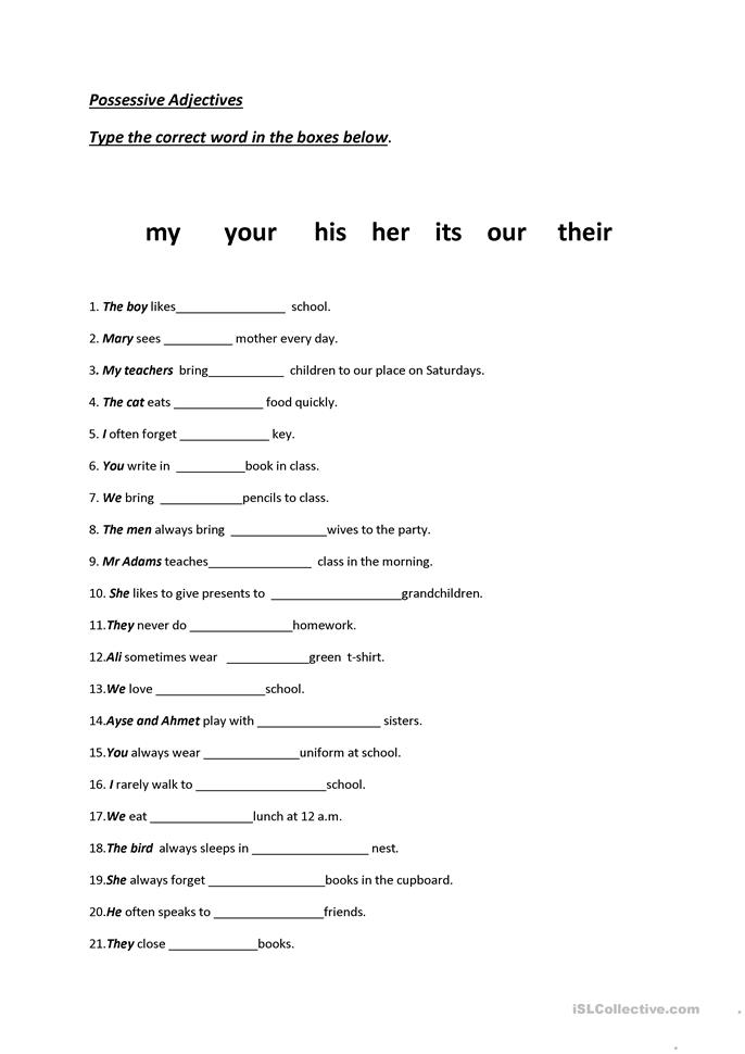 Printables Possessive Adjectives Worksheet 132 free esl possessive adjectives worksheets adjectives